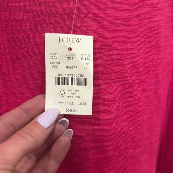 J. Crew Factory Knit tie-waist fuchsia hot pink dress small new with tags - Picture 3 of 10
